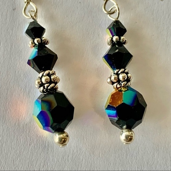 Sterling silver ear wire AB faceted color changing crystal beads - Picture 2 of 6